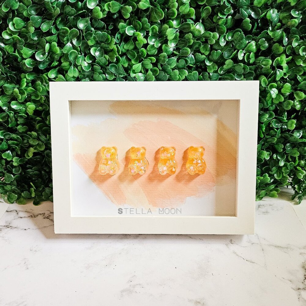 Gummy Bear Wall Art, 3D Candy Pop Art Shadowbox, White Frame 5x7, Resin Artwork
